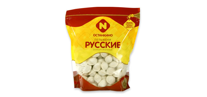 Пельмени Русские (дом.лепки) пакет 900 грамм 6 штук Останкино